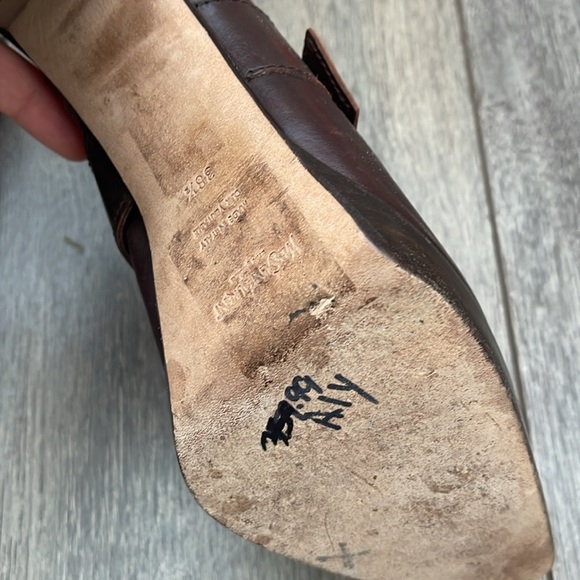 Vintage Y2k Yves Saint Laurent Brown Leather Pointed Mules with Silver Buckle - Picture 10 of 11